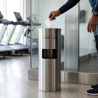 Wow Wipes - Antibacterial Wipes Dispenser + Bin – Freestanding Stainless Steel