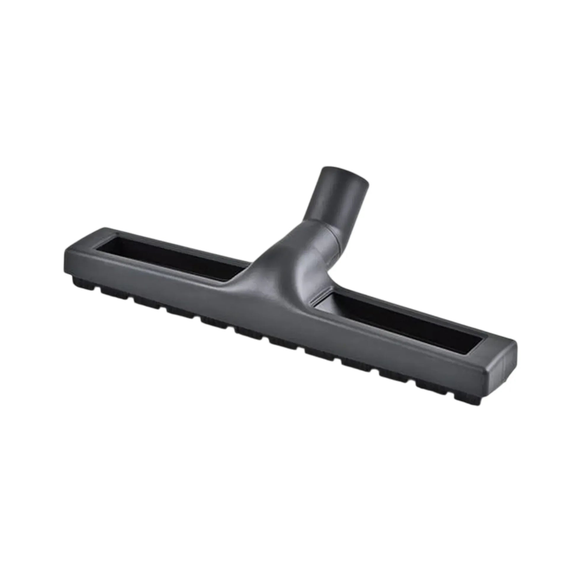 A black plastic vacuum cleaner floor head attachment with a T-shaped connector, shown on a plain white background.