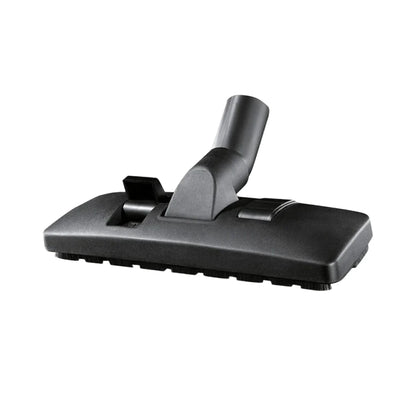A black vacuum cleaner floor head attachment with a flexible hose connector, shown on a plain white background.