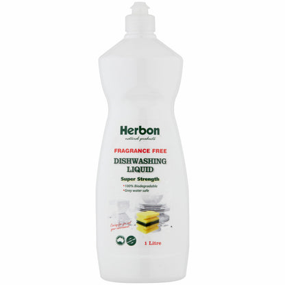 Herbon Dishwashing Liquid 1Lt Fragrance Free