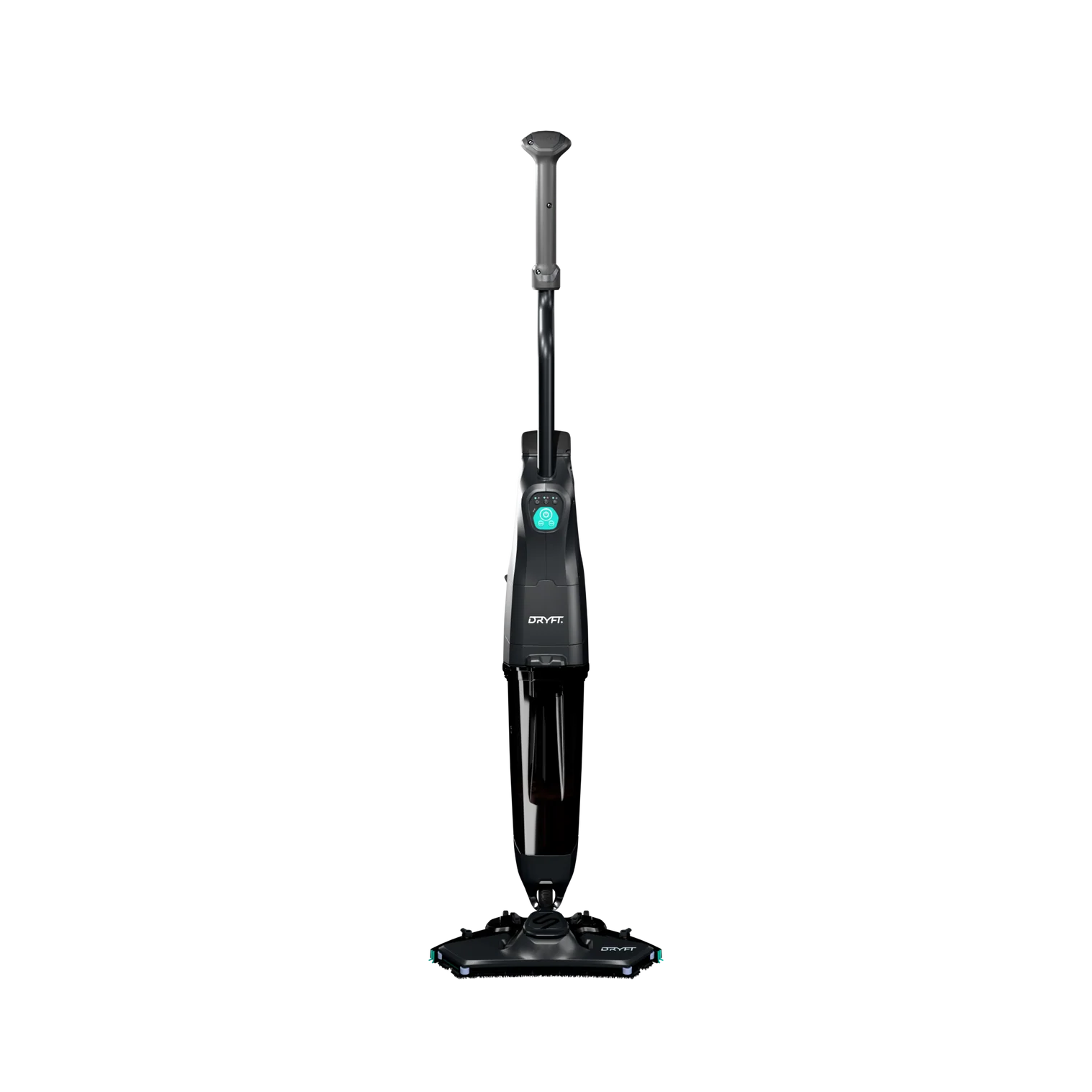 Black steam cleaner on a white background