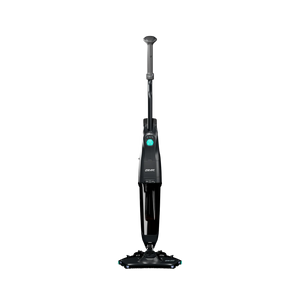 Black steam cleaner on a white background