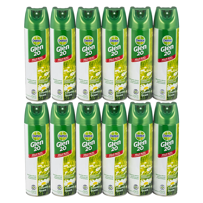 Pack Glen 20 Spray Disinfectant Country Scent by Dettol - 375g 3PK,4PK,6PK,12PK - Cleaning Supplies