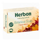 A 100g box of Herbon Natural Products Botanical Soap, Fragrance Free, featuring a cream-colored box with green and blue text and autumn leaf graphics.
