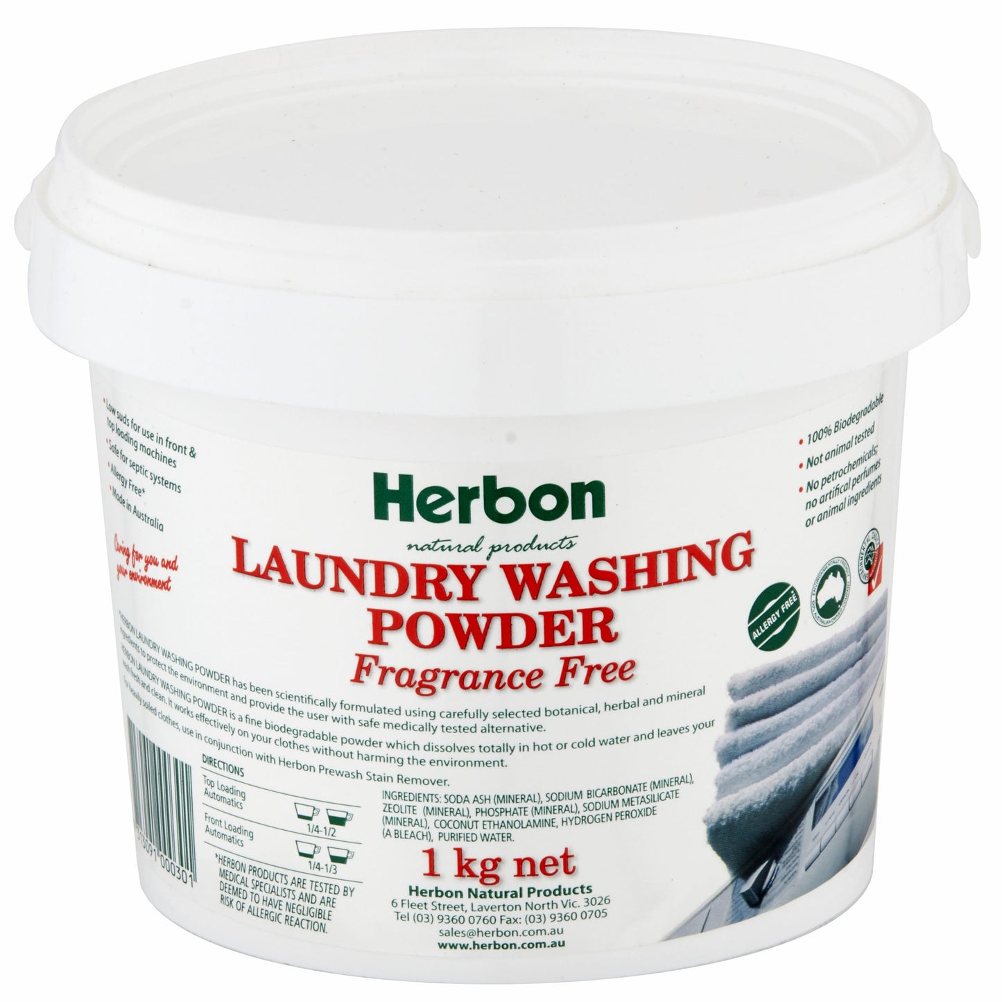 Herbon Laundry Washing Powder Fragrance Free 1Kg & 20Kg