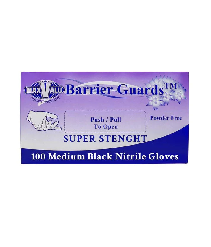 MaxValu Super Strength Black Nitrile Gloves - Small,Medium,Large (100 Pcs)