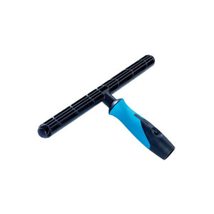 Black and blue window cleaning tool on a white background