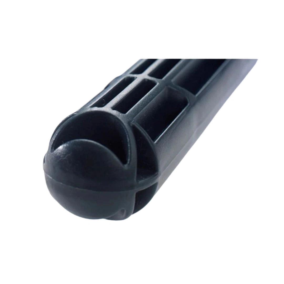 A close-up of a black plastic cylindrical component with a rounded end and vented slots, shown on a plain white background.