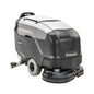 Advance Model X2000 floor care machine with a dark gray and silver body, featuring a rear handle, wheels, and a brush pad attachment, shown on a solid white background.