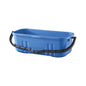 A blue plastic tub with a black carrying handle, shown on a plain white background.
