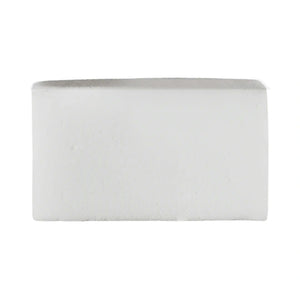 A plain white rectangular block or tile with a slightly textured surface, centered on a solid white background.