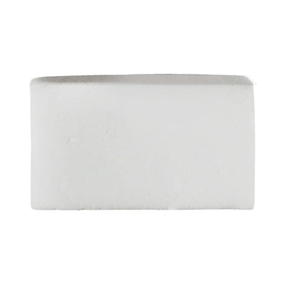 A plain white rectangular block or tile with a slightly textured surface, centered on a solid white background.