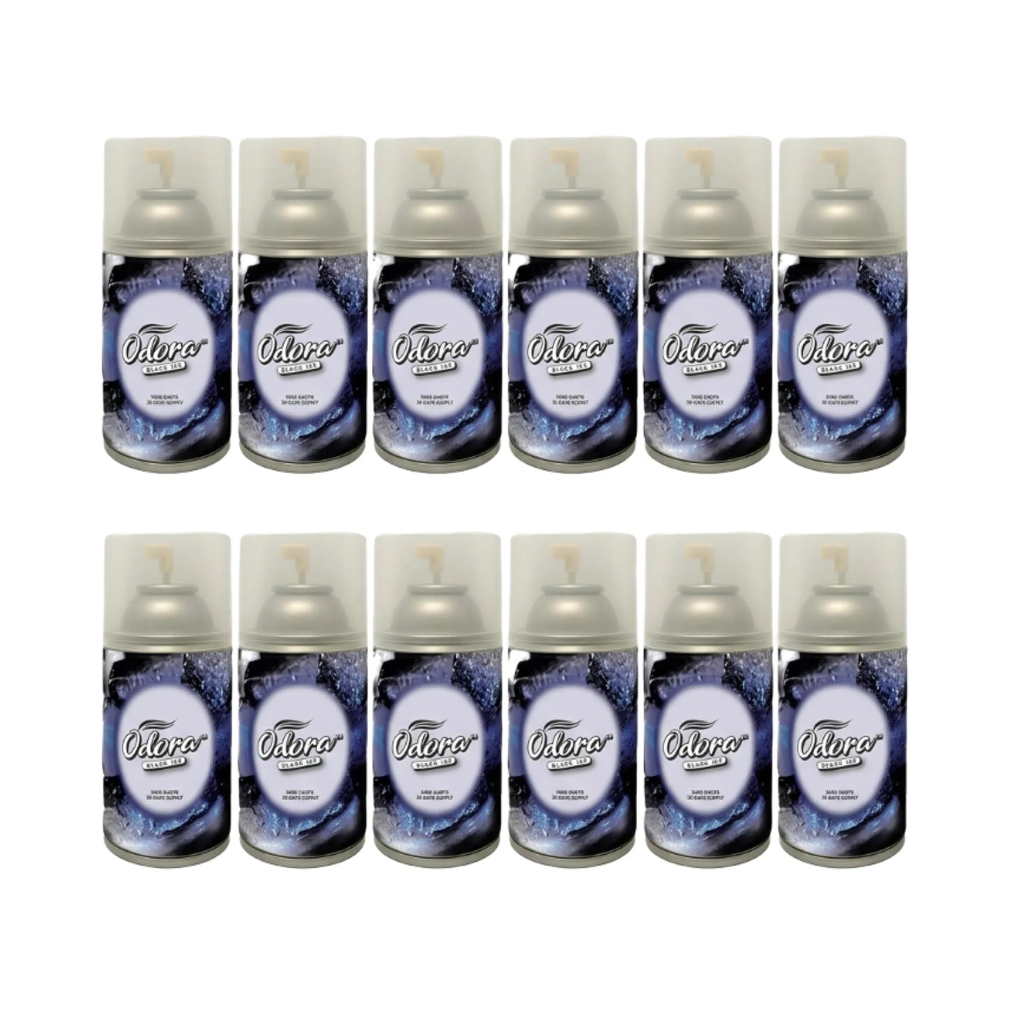 Twelve Othello Air Freshener spray cans arranged in two rows of six on a plain white background.