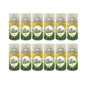 Twelve Osterwer air freshener spray cans arranged in two rows of six on a plain white background. The cans have yellow and green labels with white daisy illustrations and silver caps under translucent white tops.
