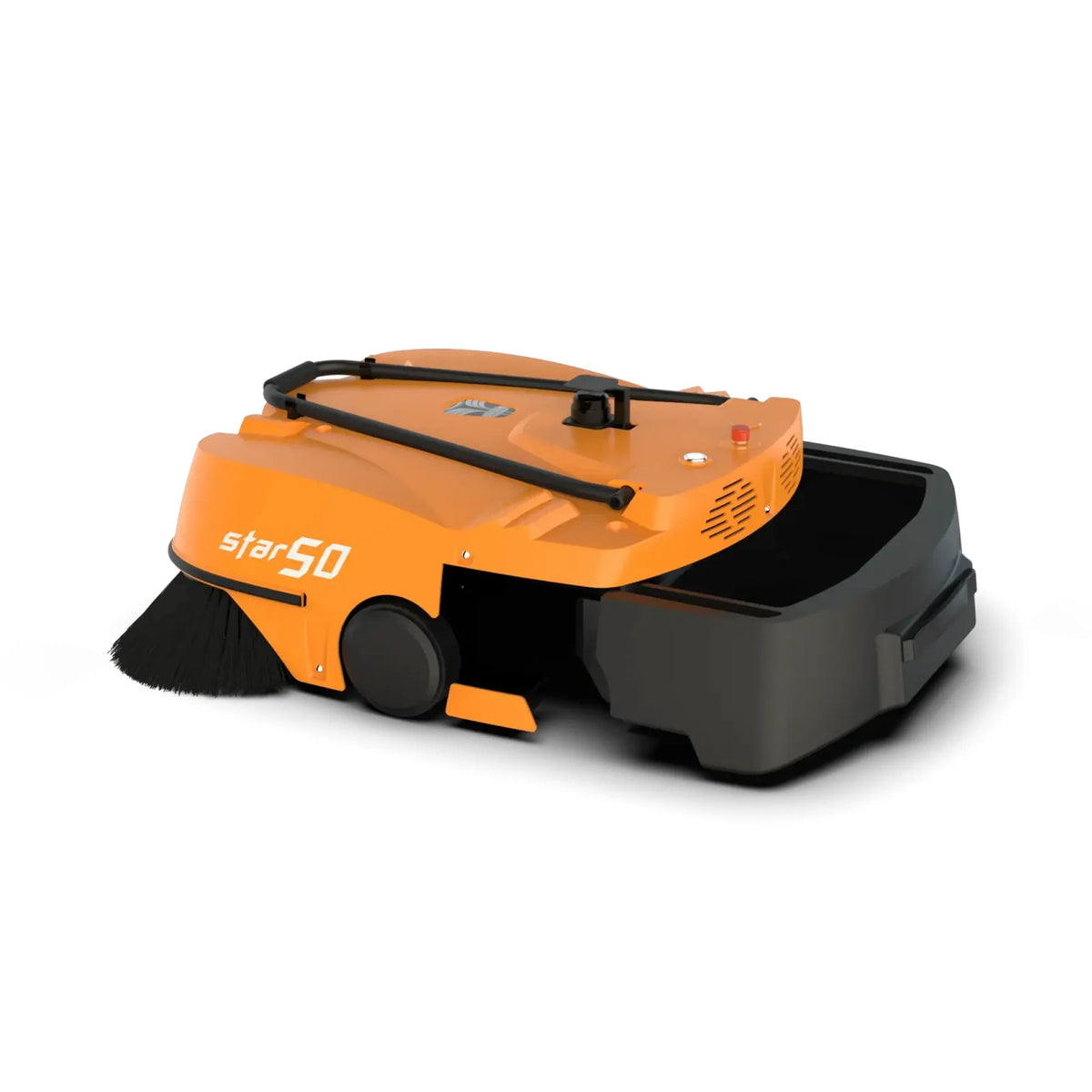 An orange and black Star 50 robotic sweeper shown from a three-quarters angle on a white background.
