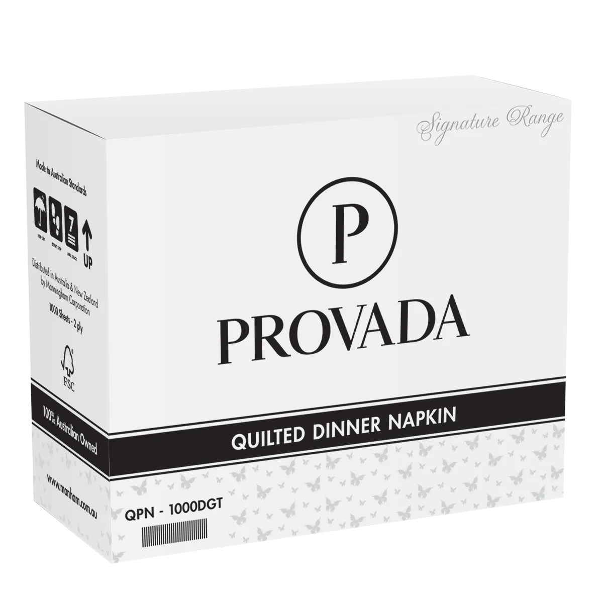 Provada Quilted Dinner Napkins 2Ply GT Fold White 1000 Sheets