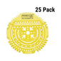 A yellow circular Rosche papermaking mold with printed arrows and circular patterns, shown on a white background with '25 Pack' text in the top right.