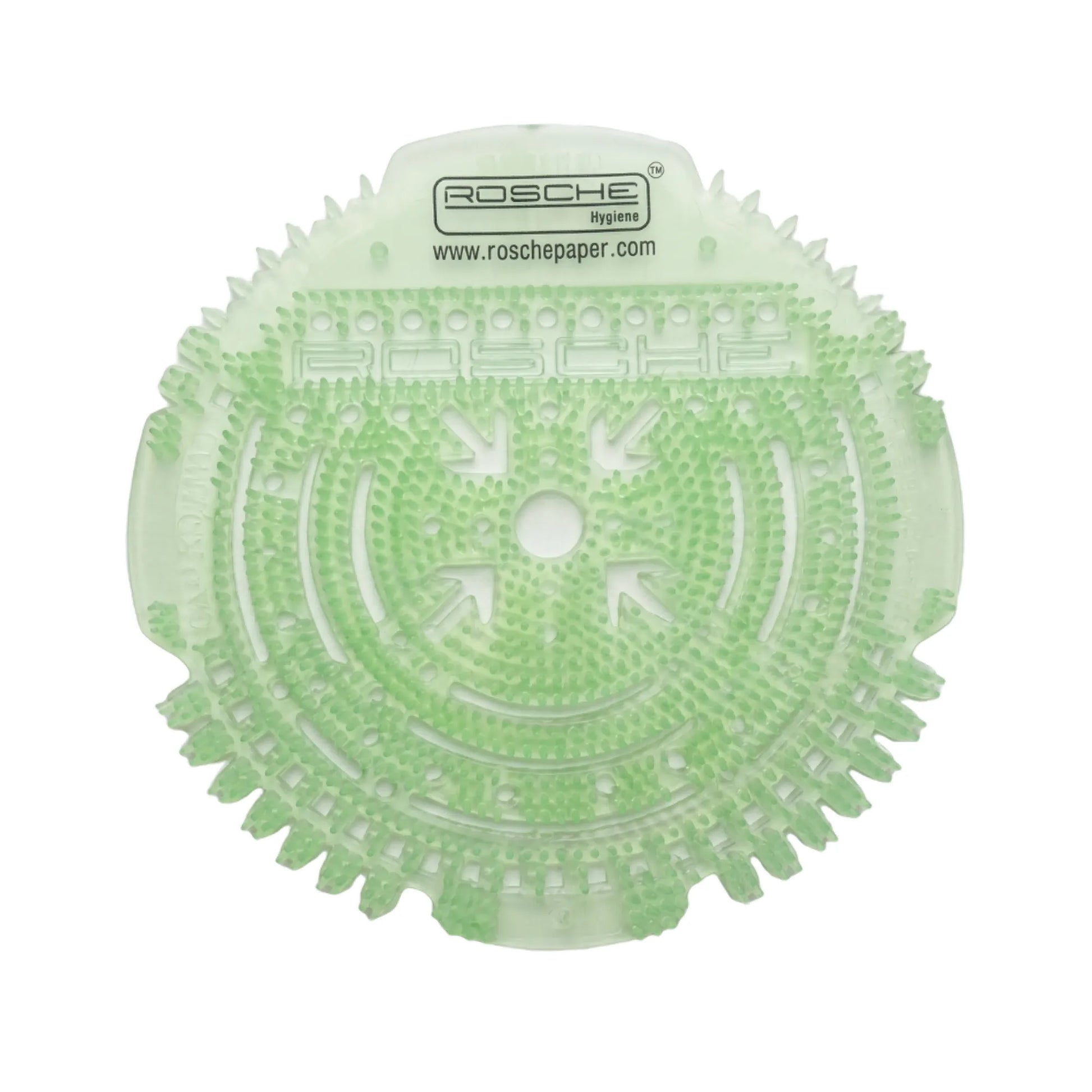 A light green translucent plastic grooming brush attachment for a robotic pet brush, featuring the ROSCHE Hypno line branding and website printed at the top.