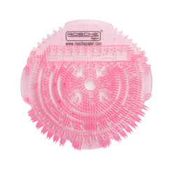 A pink circular plastic cleaning brush pad with textured bristles and the Rosche Light logo printed at the top, shown on a plain white background.