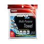 A 50-pack of Vesper K5 50 multi-purpose towels in clear plastic packaging with a red, black, and blue label.