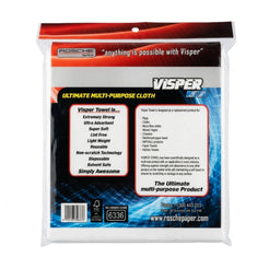 Roschkopf Vesper Ultimate Multi-Purpose Cloth in a clear plastic bag with a black and blue printed label, showing the back side of the packaging.