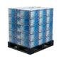 A pallet stacked with multiple boxes of Vinyl Pro Safe-Tie vinyl fabric, shown on a white background.