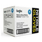 A white box of Saniflex Heavy Duty Nitrile Gloves, size M (Black), with a black side panel featuring yellow text reading 'NITRILE GLOVES'.