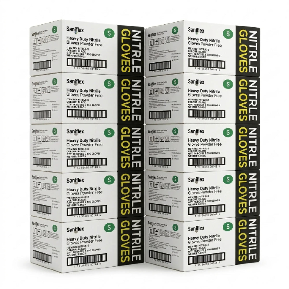 Saniflex Heavy Duty Black Nitrile Gloves 100 Pack  Small