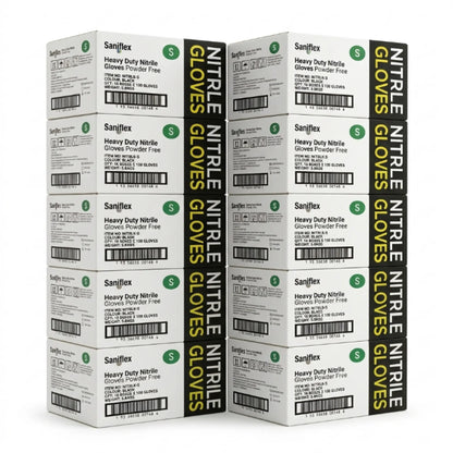 Saniflex Heavy Duty Black Nitrile Gloves 100 Pack  Small