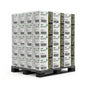 A pallet stacked with boxes of Surfix 3M-nitrile gloves, wrapped in clear plastic, on a black pallet against a white background.