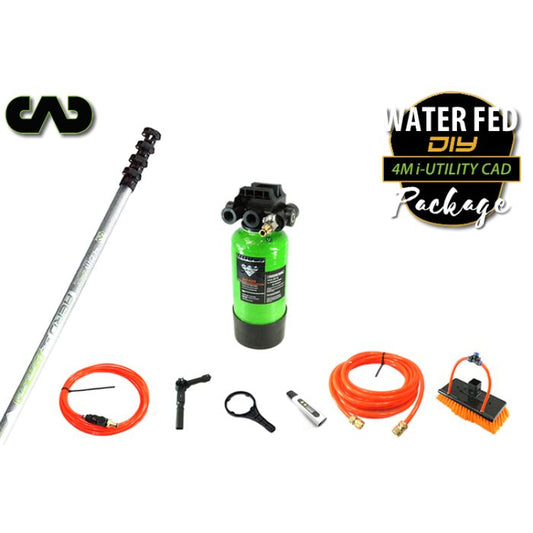 Window Cleaning Supplies Complete Water Fed Package DIY (i-Utility CAD fibreglass 4m pole & 4L tank)