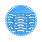 A blue circular silicone massage or scrubber pad with a grid-like textured pattern and circular cutouts, shown on a solid white background.