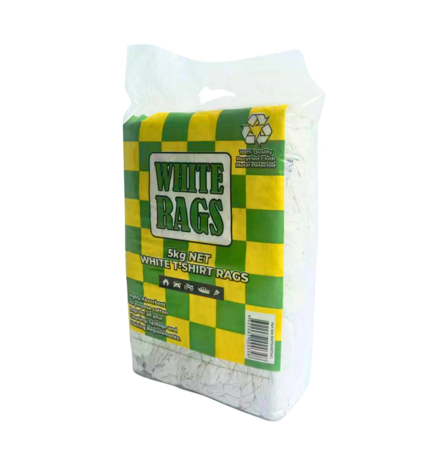 Pure White T-Shirt Rags Bag with Handle
